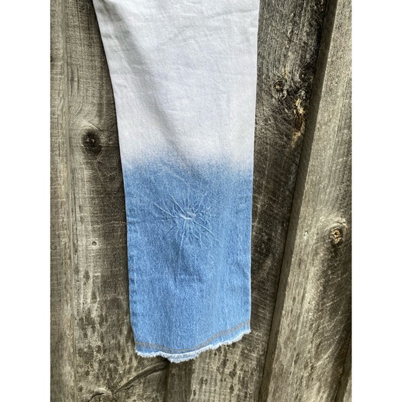 VINTAGE HIGHER STATE flare bleach dyed bohemian western mid rise jeans size 8/30 - Picture 6 of 11